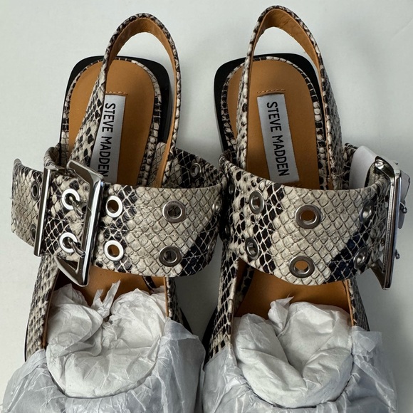 New Steve Madden Graya Snake Double Buckle Snake Print Flats Size 7.5 - Picture 11 of 11